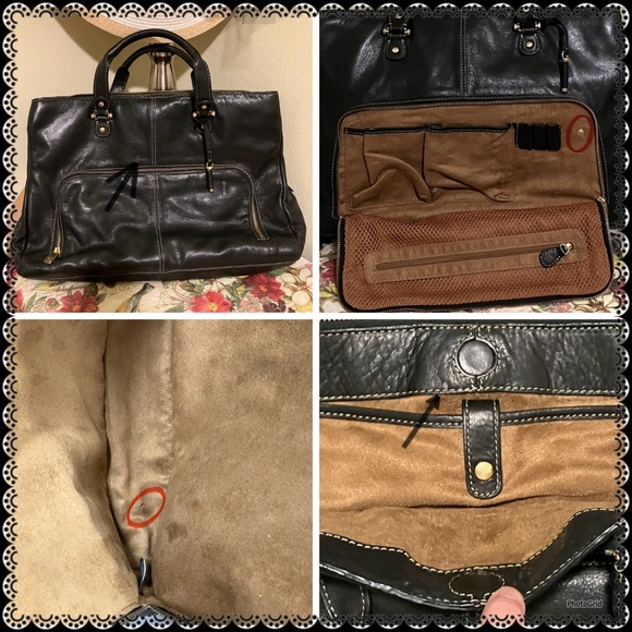 Liz Claiborne Leather Briefcase Laptop Bag, Black - Picture 16 of 16